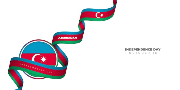 Азербайджанский круглый флаг с развевающейся азербайджанской лентой для оформления Дня независимости Азербайджана