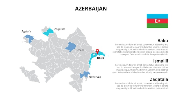 Azerbaijan vector map infographic template divided by states regions or provinces