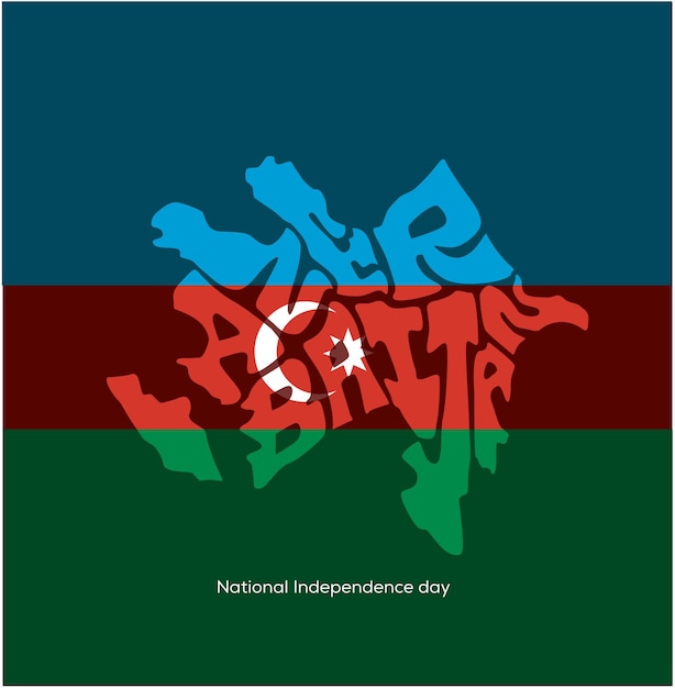 Vector azerbaijan written in map shape azerbaijan map lettering happy independence day of azerbaijan