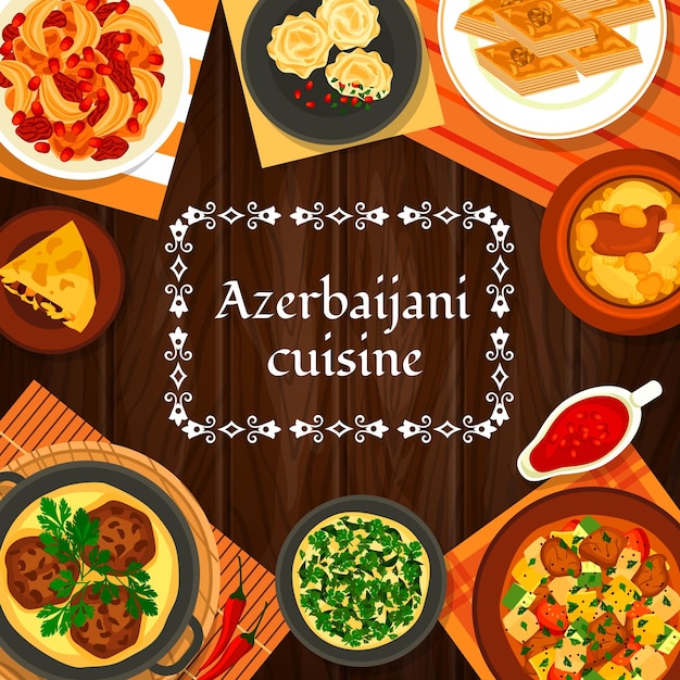 Cucina azerbaigiana vettore pasti alimentari azerbaigiani