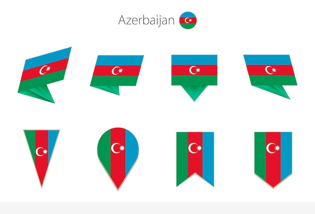 Azerbeidzjaanse nationale vlagcollectie acht versies van Azerbeidzjaanse vectorvlaggen