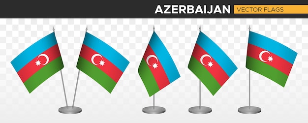 Azerbeidzjan bureau vlaggen mockup 3D vector illustratie tafelvlag van Azerbeidzjan