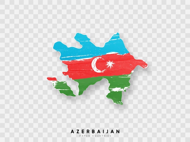 Azerbeidzjan gedetailleerde kaart met vlag van land. Geschilderd in aquarelverfkleuren in de nationale vlag.