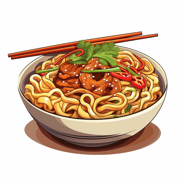 Aziatisch Chinees eten maaltijd noodle ramen koken vector menu pasta ontwerp illustratie resta