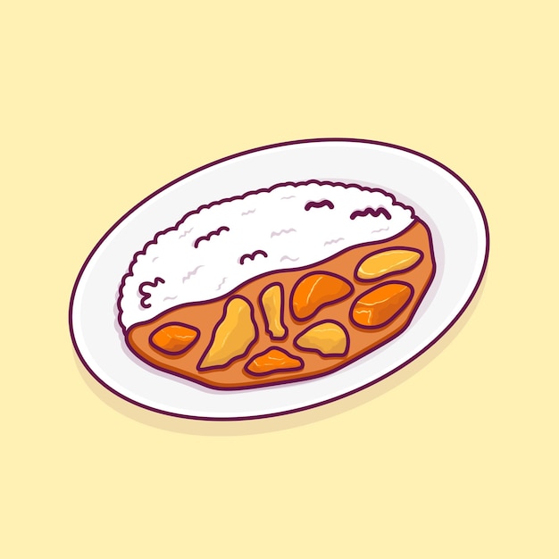 Aziatisch eten curry rijst cartoon vector