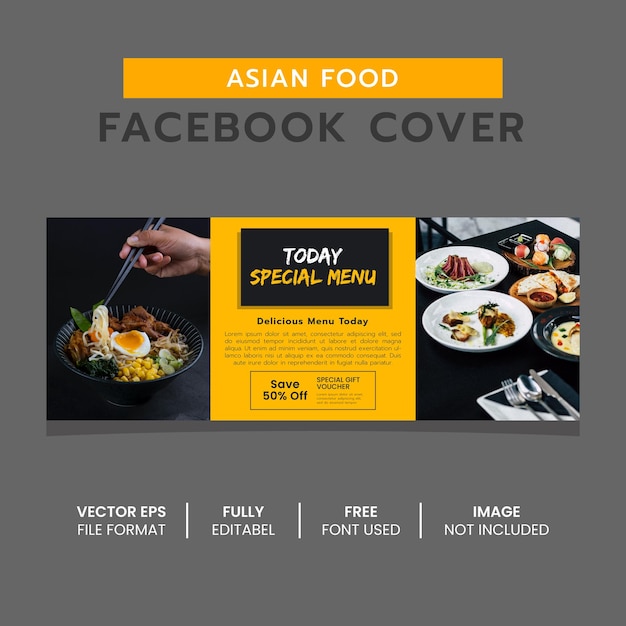 Aziatisch eten facebook cover banner ontwerpsjabloon