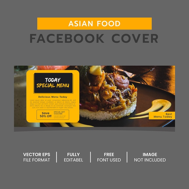 Aziatisch eten facebook cover banner ontwerpsjabloon