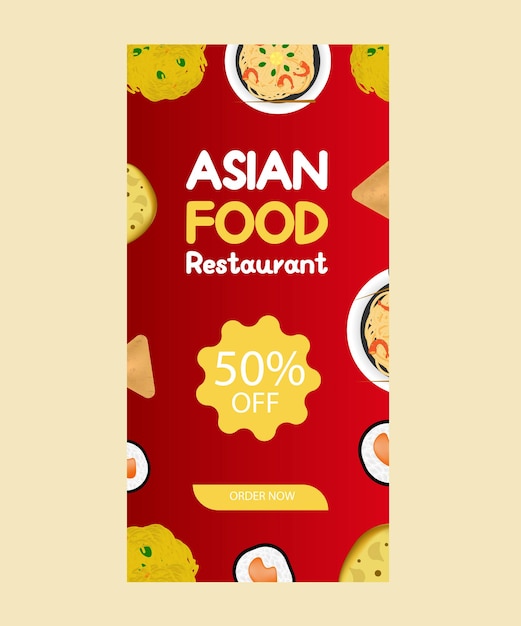 Aziatisch eten restaurant instagram verhalen sjabloon