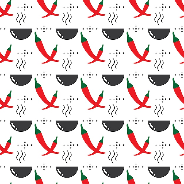 Aziatisch voedsel naadloos patroon met de vorm van Spaanse pepers en paprika abstract premie vectorontwerp