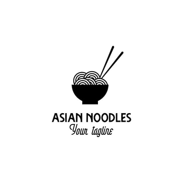 Aziatische keuken noedels vector logo ontwerp