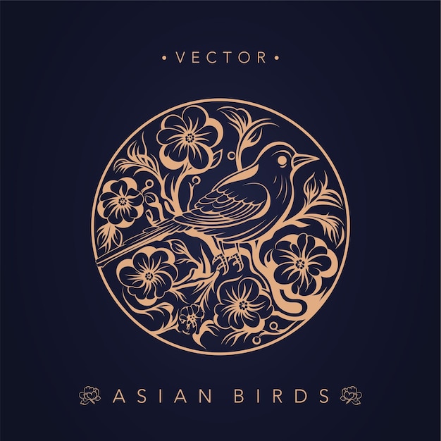 Aziatische traditionele vogelpatronen oude Chinese bloem- en vogelpatronen