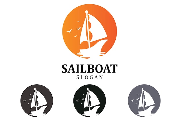 Aziatische traditionele zeilboot symbool ontwerp logo