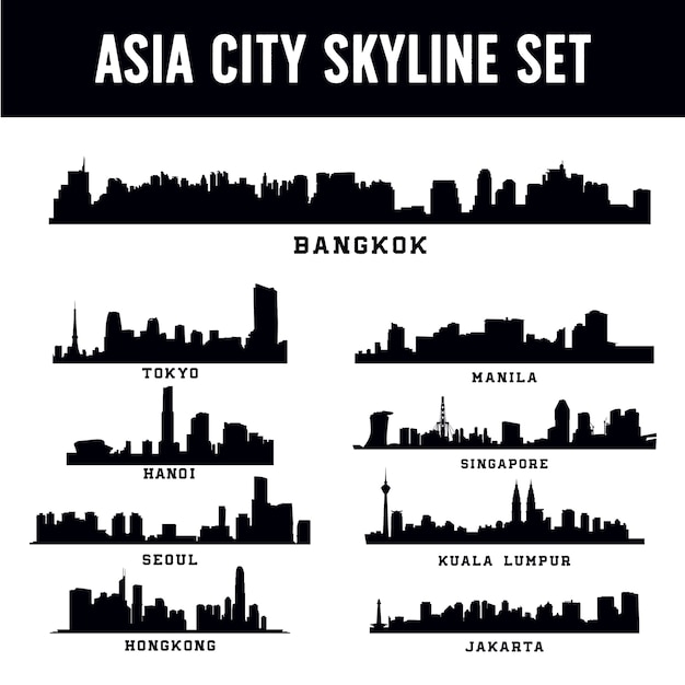 Azië stad skyline set