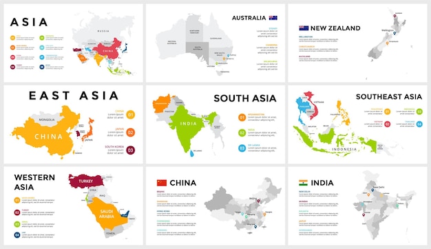 Azië vector kaart infographic sjabloon diapresentatie