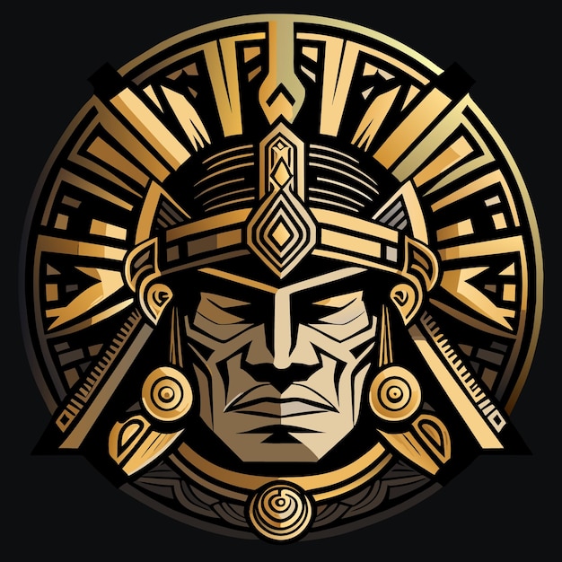 Aztec civilization faces vector illustration