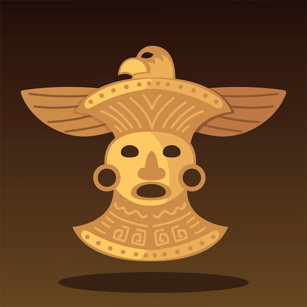 Aztec ethnic tribal treasure bird ornament illustration