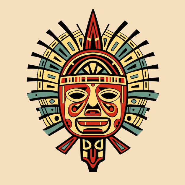 Vector aztec face mask vector illustration ancient mexican mayan mask