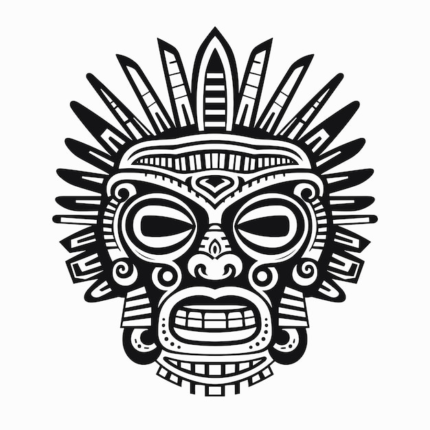 aztec face mask vector illustration ancient mexican mayan mask