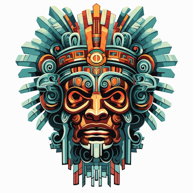 Vector aztec_god_face_vector_illustrated