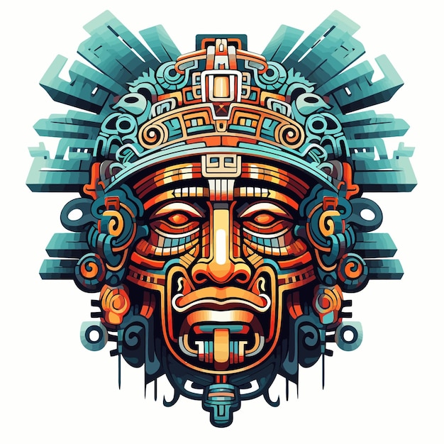 Aztec_God_Face_vector_illustrated (アステック_ゴッド_フェイス・ベクター_イラスト)