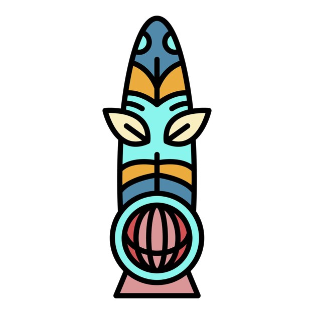 Vector aztec idol icon outline aztec idol vector icon color flat isolated on white