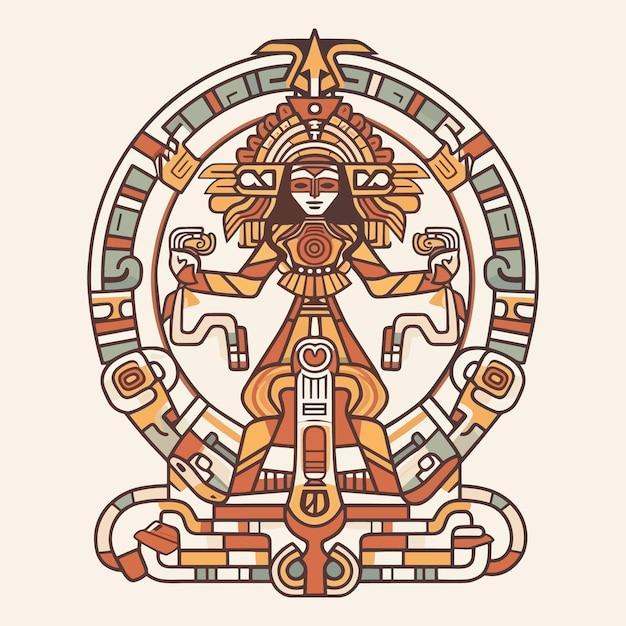 Aztec illustration design patterns and bold colors ancient civilization's art and culture