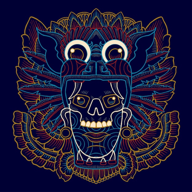 Vettore contorno della maschera azteca