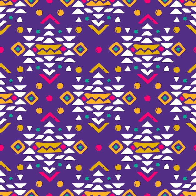 Aztec style seamless geometry pattern with tribal ornament