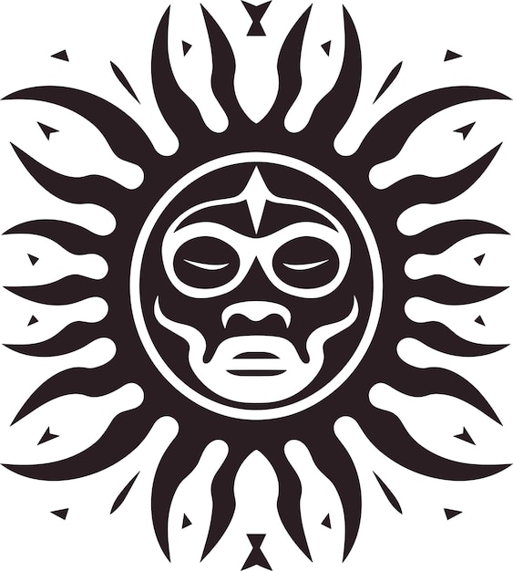 Vector aztec sun tattoo design vector