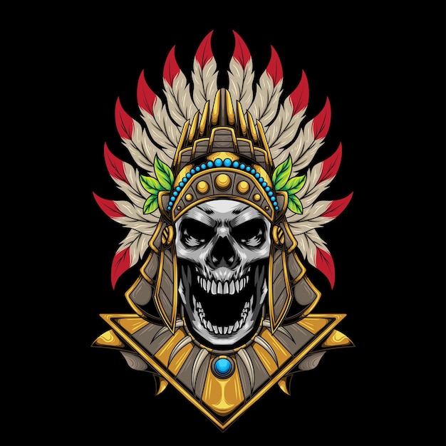 Aztec warrior illustration with premium quality stock vector