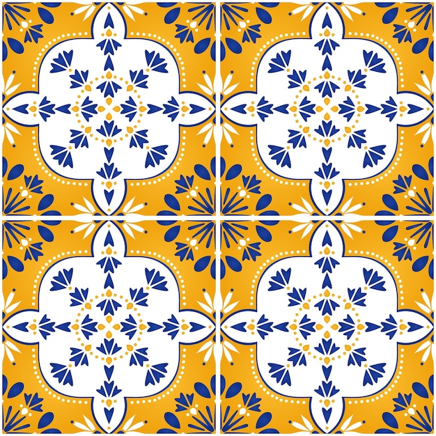 Vector azulejo ethnic portuguese seamless pattern