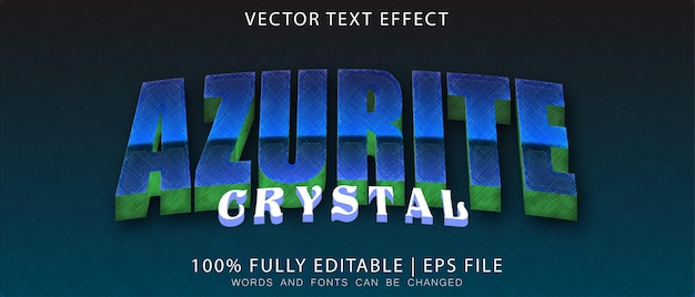 Vector azurite stone crystal editable text effect