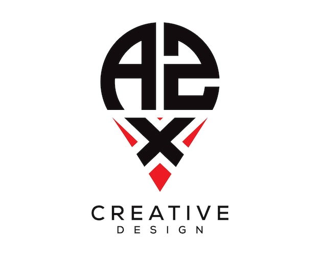 AZX letter location shape logo design