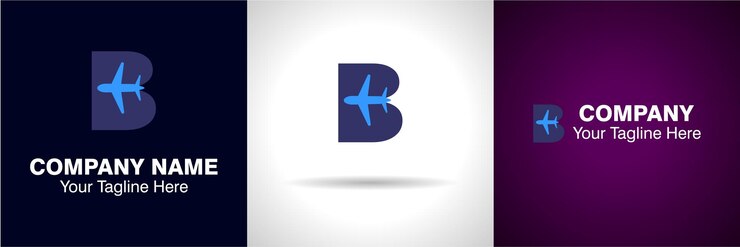 वेक्टर बी अल्फाबेट लोगो, फ्लाइट आइकन लोगो और बी लेटर लोगो