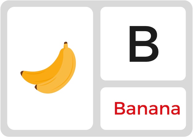 B Banana letter word for kids