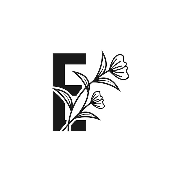 a、b、c、d、e と花のロゴ。ベクトルのロゴのテンプレート。