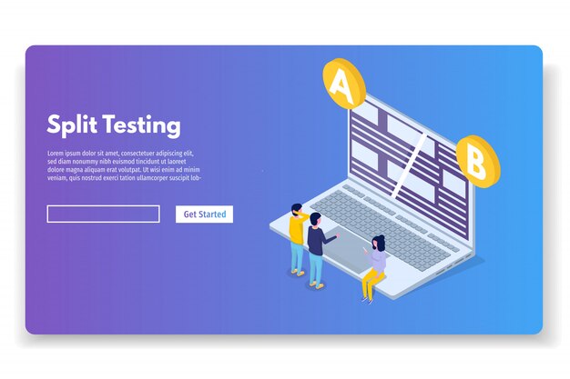 Confronto ab. split test concetto isometrico. illustrazione vettoriale