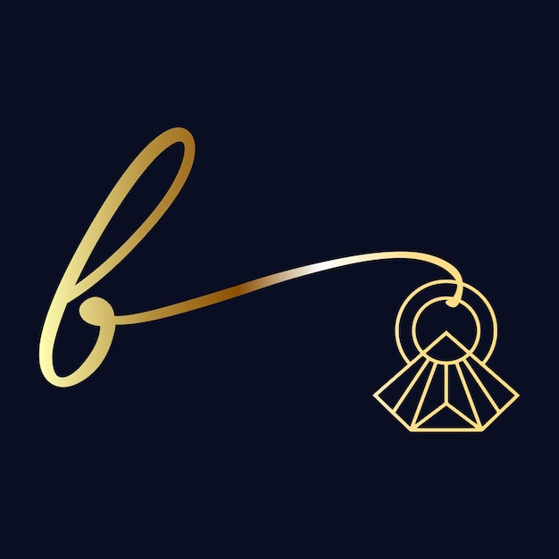 B eerste logo bruiloft handschrift sieraden logo vector sjabloon