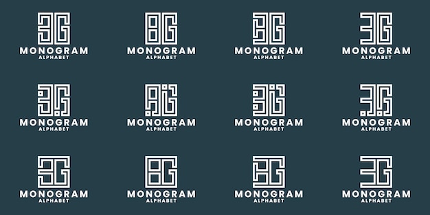 B g logo design bundle monogram alphabet