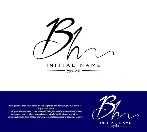 Vector b h bh eerste handschrift handtekening logo