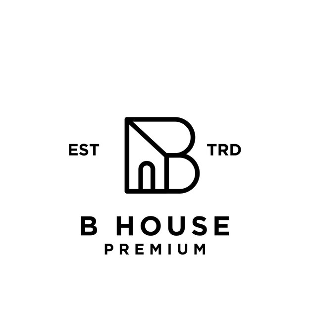 Vector b huis minimalistisch lijn logo pictogram ontwerp