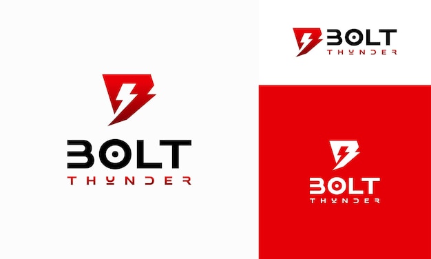 B Initial Bolt Thunder logo designs concept vector Electricity Technology designs template