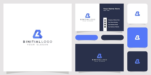 b initial logo business card set