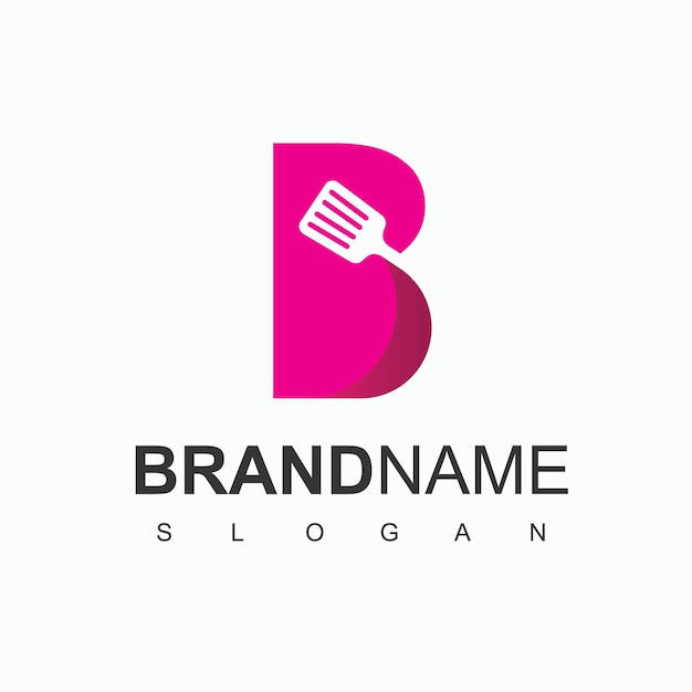 B первоначальный логотип с символом шпателя для завтрака, значка ресторана и кафе
