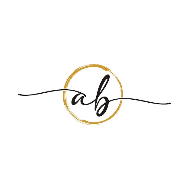 A B Initial Script Letter Beauty Logo Template