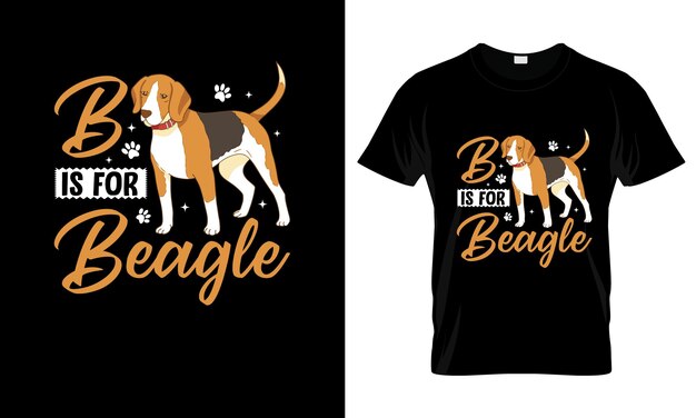 Vettore b è per la maglietta grafica colorata della maglietta beagle