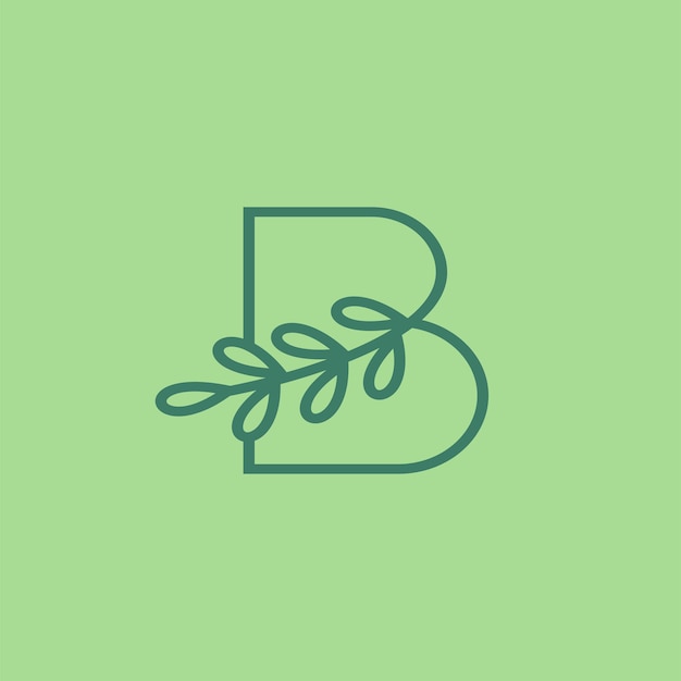 Vector b leaf nature initial letter logo design vector