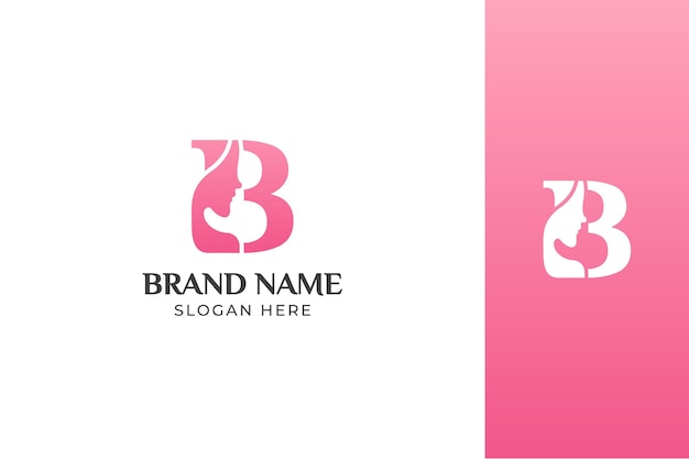 Буква B Beauty Face Pink Logo Design Vector