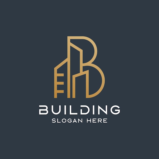 Vector b letter and building logo luxury logo logo architect line logo suitable for your company