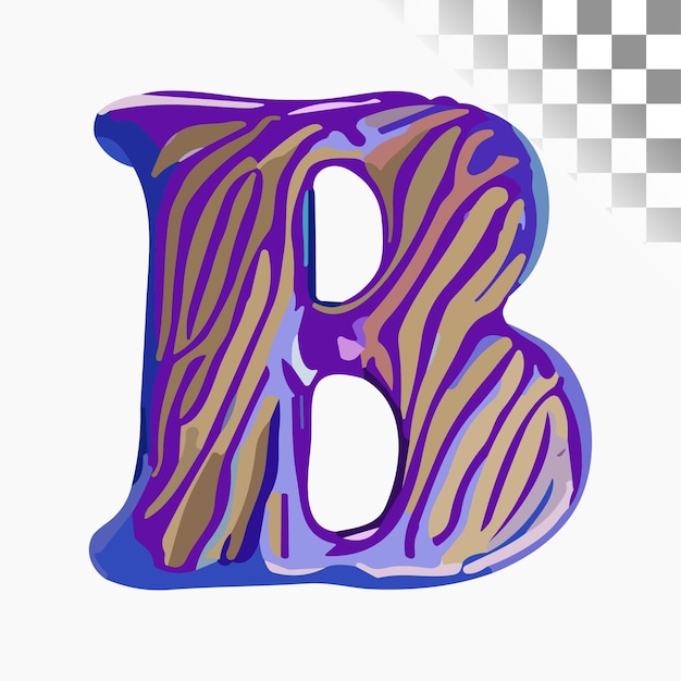 Вектор b буква дизайн стильный шрифт синий фиолетовый масляный рисунок алфавит
